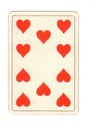 An antique ten of hearts playing card. Royalty Free Stock Photo