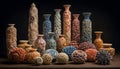 Antique terracotta jar, ornate pottery craft with Turkish culture pattern generated by AI