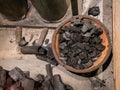 The antique Thai chacoal stoves in the kitchen