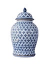 Antique Thai porcelain jar on white background