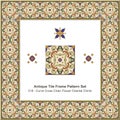 Antique tile frame pattern set Curve Cross Chain Flower Oriental