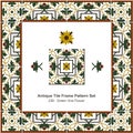 Antique tile frame pattern set_238 Green Vine Flower Royalty Free Stock Photo