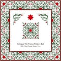 Antique tile frame pattern set_080 Red Flower Green Vine Royalty Free Stock Photo