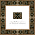 Antique tile frame pattern set aboriginal brown check cross geometry line Royalty Free Stock Photo