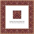 Antique tile frame pattern set aboriginal stitch check triangle cross line Royalty Free Stock Photo