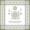 Antique tile frame pattern set_057 Round Heart Cross Line Royalty Free Stock Photo
