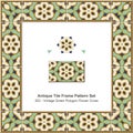 Antique tile frame pattern set_352 Vintage Green Polygon Flower Cross Royalty Free Stock Photo