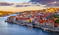 Antique town Porto Portugal. Sunset sun Royalty Free Stock Photo