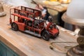 Antique Toy Fire Engine. Interior detail in a cafe