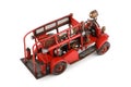 Antique Toy Fire Engine on white background, isolated