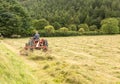 Antique tractor and threshing machine Royalty Free Stock Photo