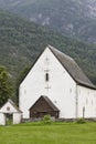 Antique traditional norwegian church. Kinsarvik village. Visit N