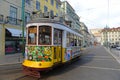 Antique Tram Route 12 in Lisbon, Portugal
