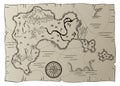 Antique treasure map. Cartoon island map template for next level game - adventures quest or treasure hunt. Pirate grunge Royalty Free Stock Photo