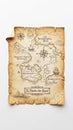 Antique treasure map isolated on white background Royalty Free Stock Photo