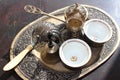 Antique turkish coffee set Royalty Free Stock Photo