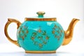 Antique Turquoise and Gold Teapot Royalty Free Stock Photo