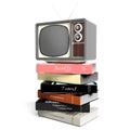 Antique TV set and books Royalty Free Stock Photo