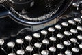 Antique typewriter from beginning 20th century at industry exhibit in an art gallery