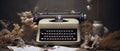 Antique Typewriter on Table, A Snapshot of Vintage Technology