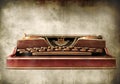 Antique typewriter on vintage background