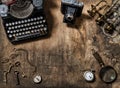 Antique typewriter vintage items photo camera Royalty Free Stock Photo