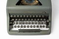 Antique Typewriter on White Background Perspective Close Up on K Royalty Free Stock Photo