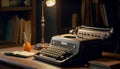 Antique typewriter on wooden desk creates nostalgia generated by AI Royalty Free Stock Photo