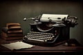 Antique typewriter on wooden table ,generative AI Royalty Free Stock Photo