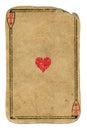 Antique used playing card ace of hearts background