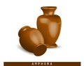 Antique vase. Greek amphora. Clay vase. The flowerpot is classic. old clay amphora isolated on white