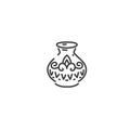 Antique vase with patterns flat outline icon of Egypt, concept silhouette