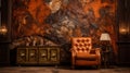 Luxurious Scottish Ale Room With Large Rust Texture Art Piece