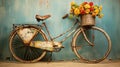 antique vintage bicycle flowers Royalty Free Stock Photo