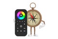 Antique Vintage Brass Compass Cartoon Person Character Mascot with Infrared Remote Lighting Control for RGB Led Lamp or RGB Strip