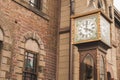 Antique vintage clock tower locate front of Otaru Music Box Museum at Japan.