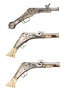 antique vintage handguns isolated background