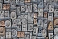 Antique vintage movable type alphabet set Royalty Free Stock Photo