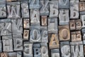 Antique vintage movable type alphabet set Royalty Free Stock Photo