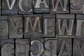Antique vintage movable type alphabet set Royalty Free Stock Photo