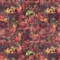 Antique vintage roses patterned background in rustic fall colors