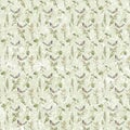 Antique vintage shabby seamless floral repeat pattern with bird