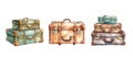 antique vintage travel luggage ai generated watercolor