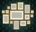 Antique vintage wooden photo frames collection. Retro portrait picture borders Royalty Free Stock Photo