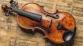 Autumnal violin on a fall-colored background Royalty Free Stock Photo