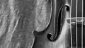 Antique violin and linen black and white closeup Royalty Free Stock Photo