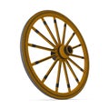 Antique Wagon Wheel On White Background Isolated. 3D Illustration Royalty Free Stock Photo