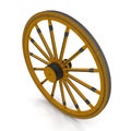 Antique Wagon Wheel On White Background Isolated. 3D Illustration Royalty Free Stock Photo