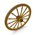 Antique Wagon Wheel On White Background Isolated. 3D Illustration Royalty Free Stock Photo