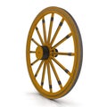 Antique Wagon Wheel On White Background Isolated. 3D Illustration Royalty Free Stock Photo